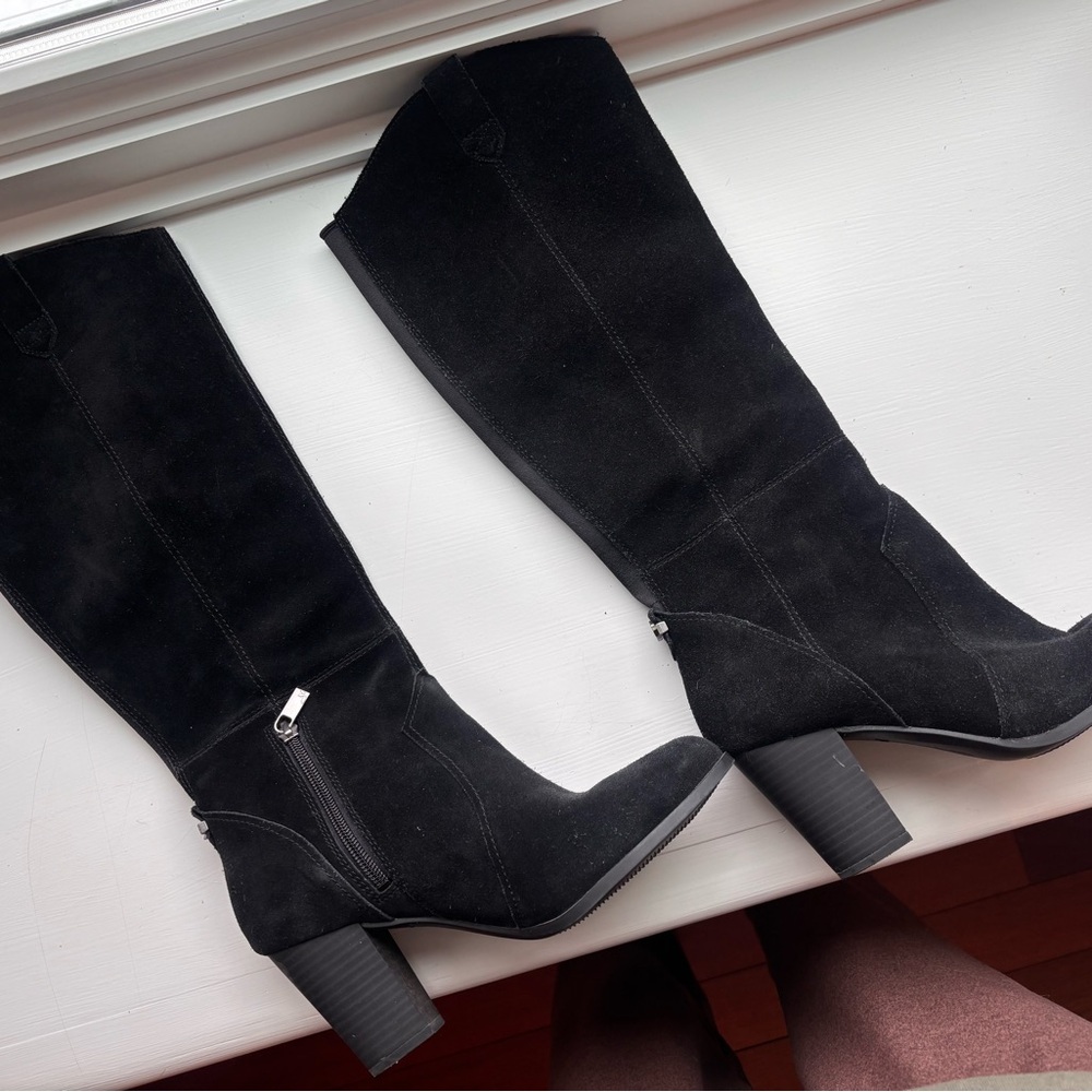 Koolaburra Black Suede Knee-High Block Heel Boots